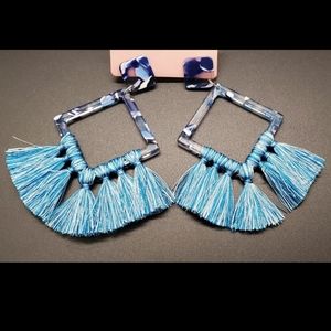 Blue acrylic tassel earrings